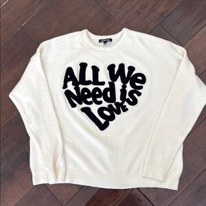 Charlie B Cream Sweater with Black All You Need is Love Design